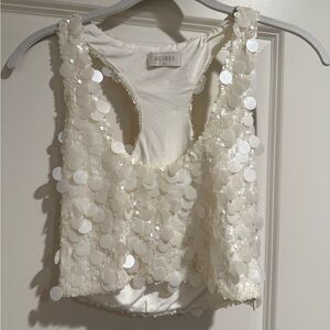 Meshki Ivory Sequin Crop Top